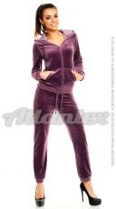Dresy welurowe damskie bluza+spodnie w ściągacz kolor: śliwka Dresy welurowe damskie bluza+spodnie w ściągacz kolor: śliwka