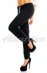 Spodnie dresowe damskie nogawki w ściągacz czarne