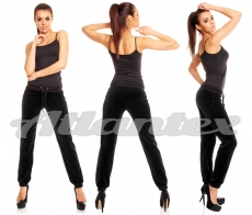 Spodnie welurowe dresowe damskie czarne